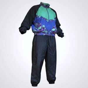 Vintage Reebok Tracksuit Windbreaker Set L Teal Purple 90s Nylon